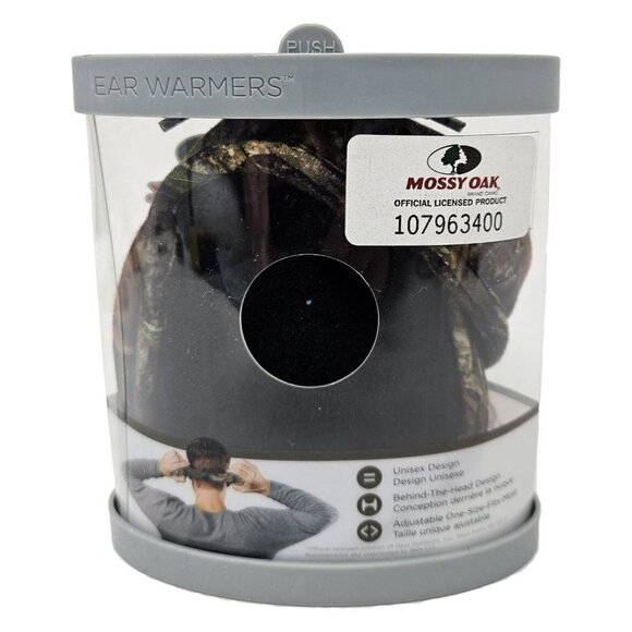 180s Ear Warmers Men Tec Fleece Behind The Head Ear Muffs, Mossy Oak Camo - Picture 2 of 4